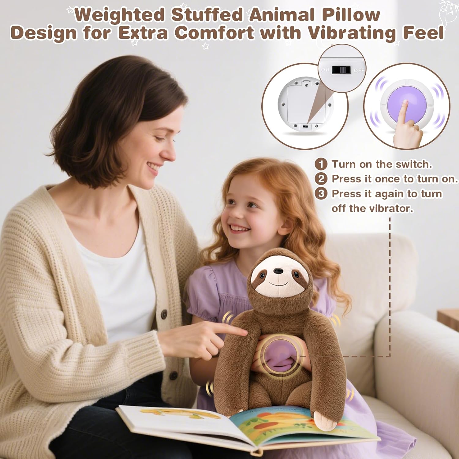 Sloth Sensory Vibrating Pillow for Kids & Adults - Image 2