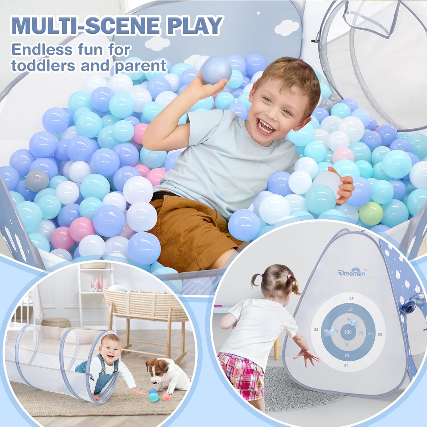 5 in 1 Kids Play Tent with Tunnel for Toddlers - Image 9