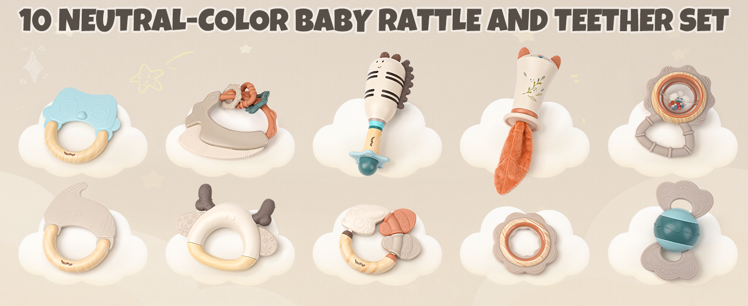 10-Piece Baby Rattles & Teethers Set