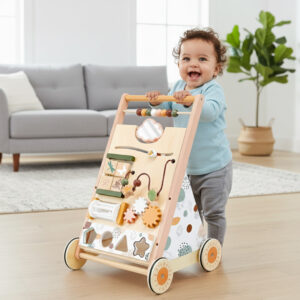 Alternative view of Adjustable Speed Wooden Baby Walker for Toddlers