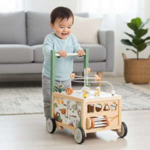 Alternative view of Adjustable Wooden Baby Push Walker for Toddlers