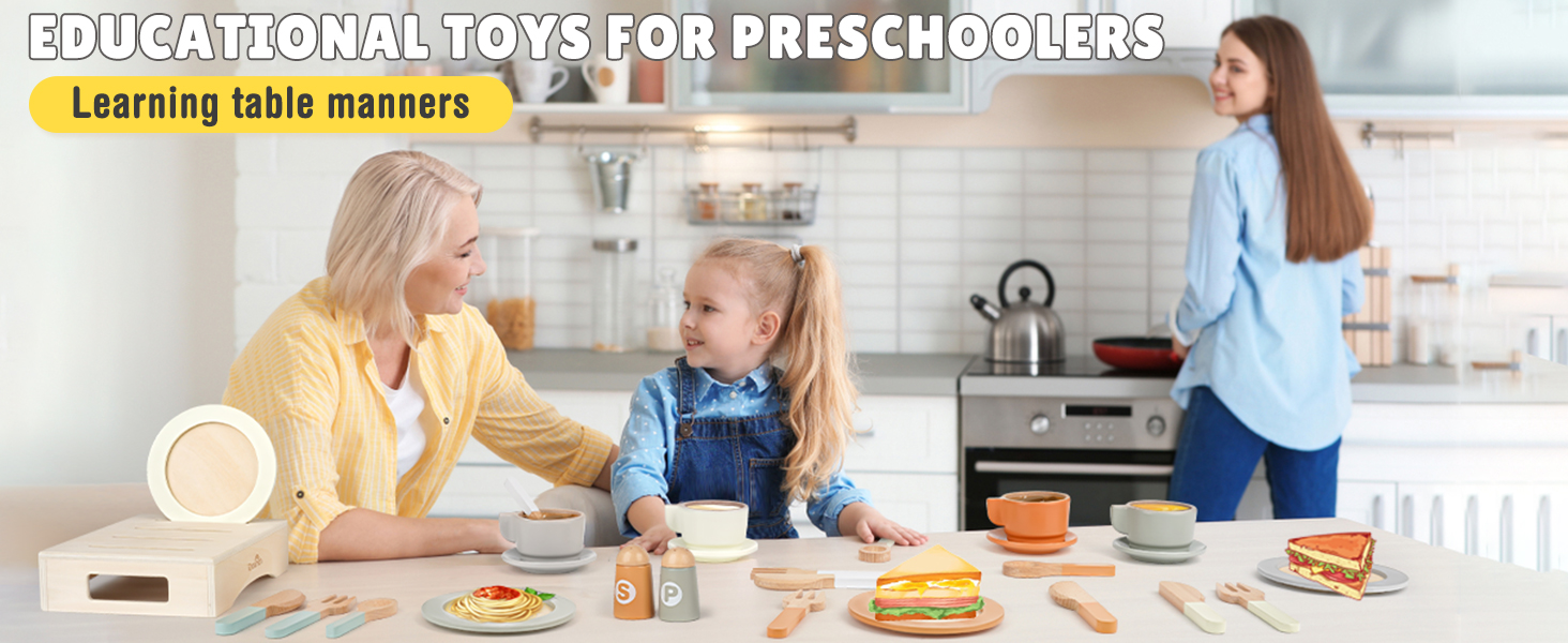 Wooden Play Dishes and Plates