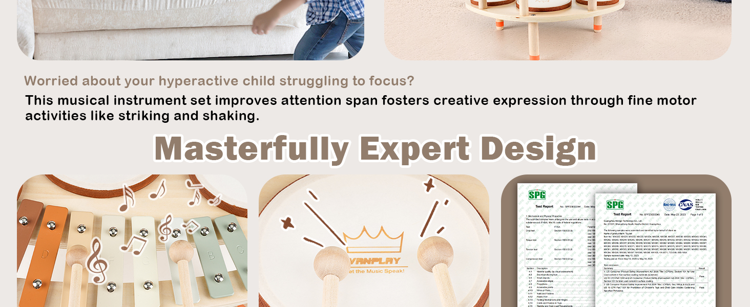 wooden drum infant little boy drummer spinning drum montessori