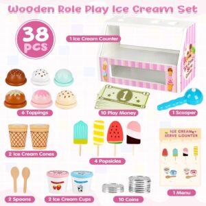 Alternative view of 38 PCS Wooden Ice Cream Set Shop for Toddlers