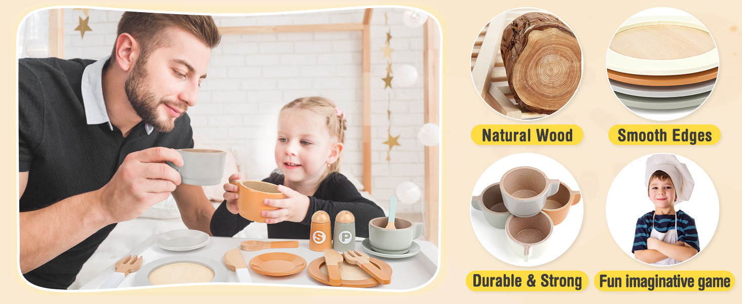 Wooden Play Dishes and Plates