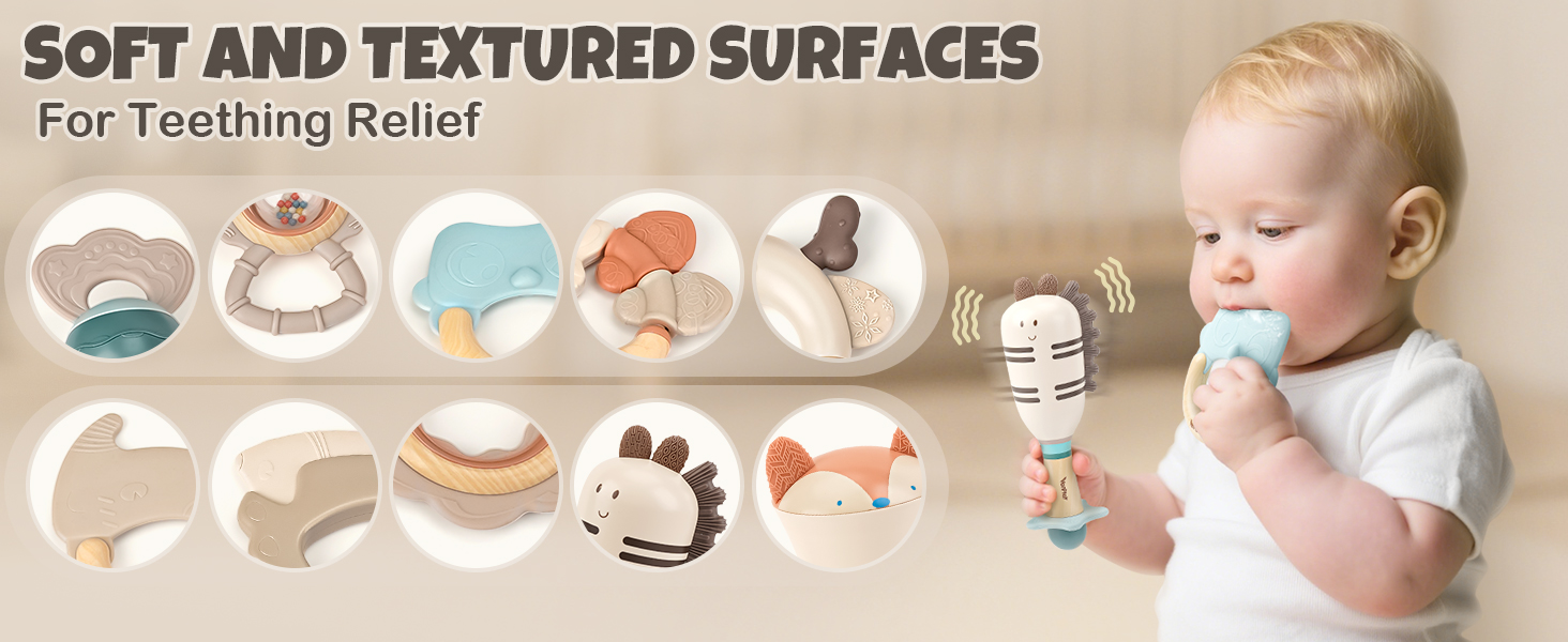 10-Piece Baby Rattles & Teethers Set