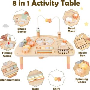 Alternative view of Montessori 8-in-1 Wooden Activity Table for Toddlers 1-3
