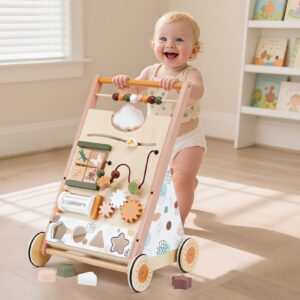 Alternative view of Adjustable Speed Wooden Baby Walker for Toddlers