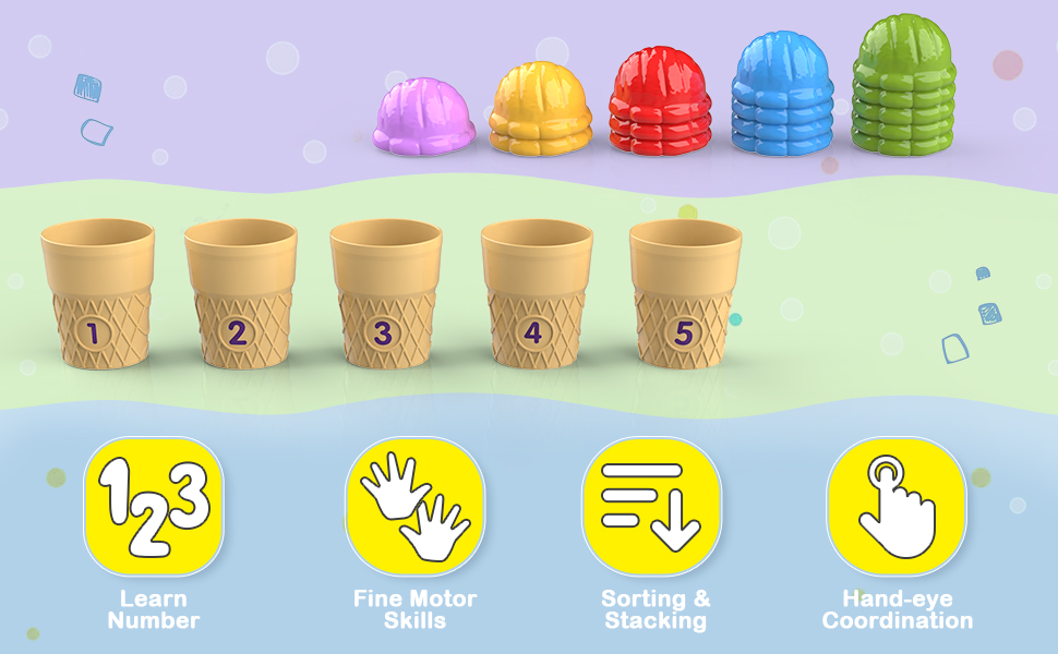 Ice Cream Color Sorting Toys for Toddlers