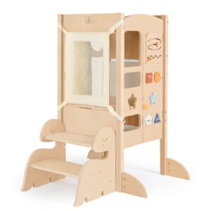 Adjustable & Foldable Wooden Learning Tower for Kids
