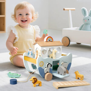 Alternative view of Wooden Noah's Ark Toy for Montessori Learning