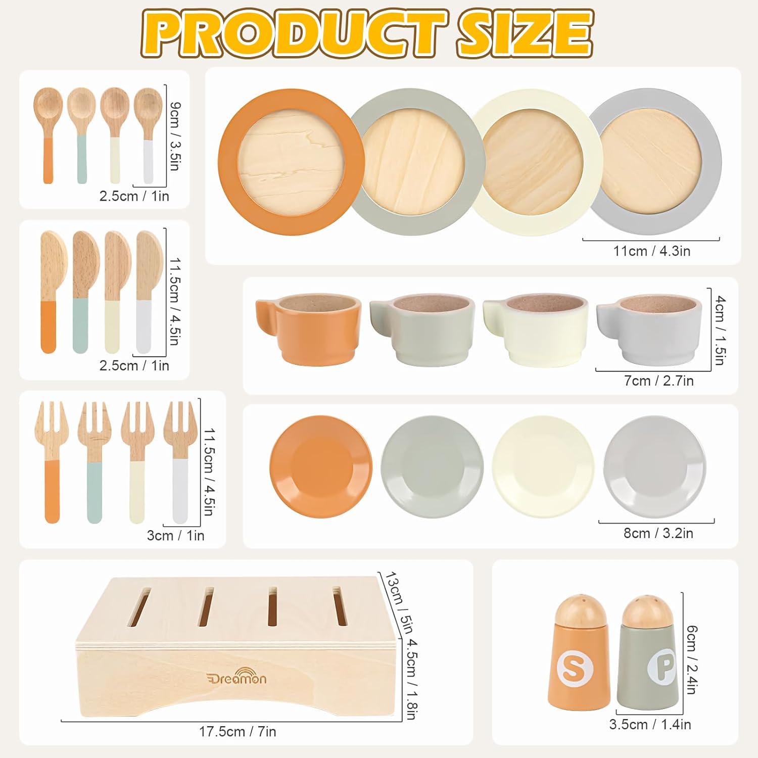 Wooden Kitchen Dishware Set for Kids - Image 4