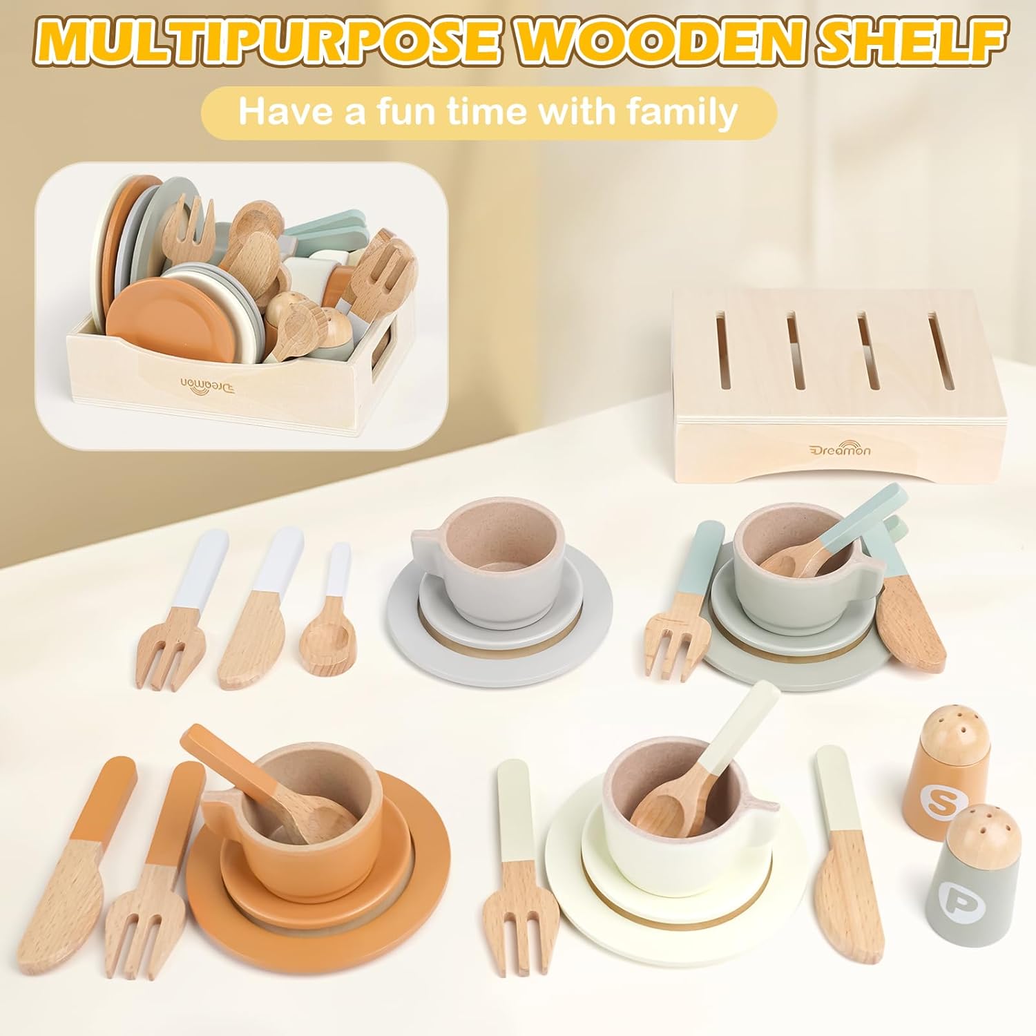 Wooden Kitchen Dishware Set for Kids - Image 10