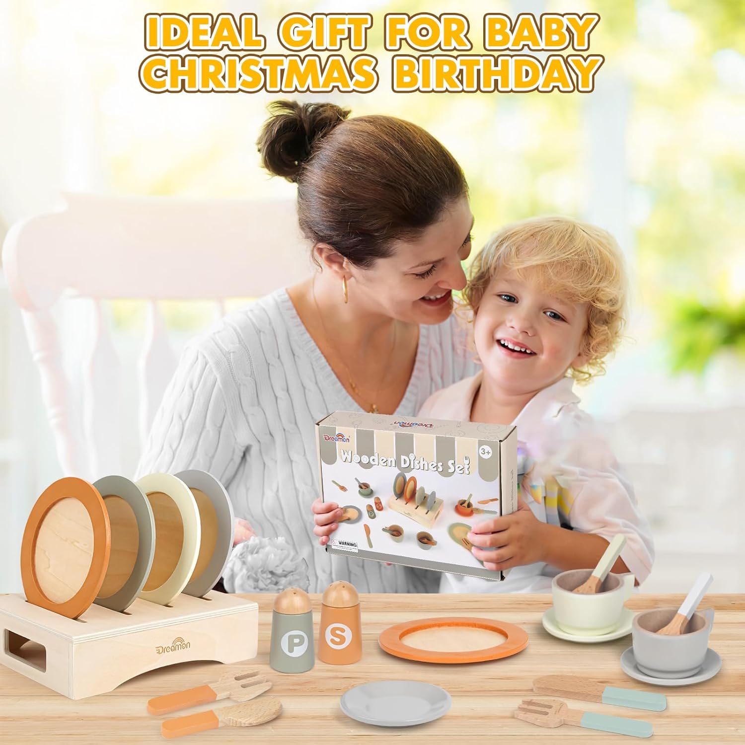 Wooden Kitchen Dishware Set for Kids - Image 13