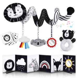 High Contrast Baby Car Seat Toy Set for Newborns