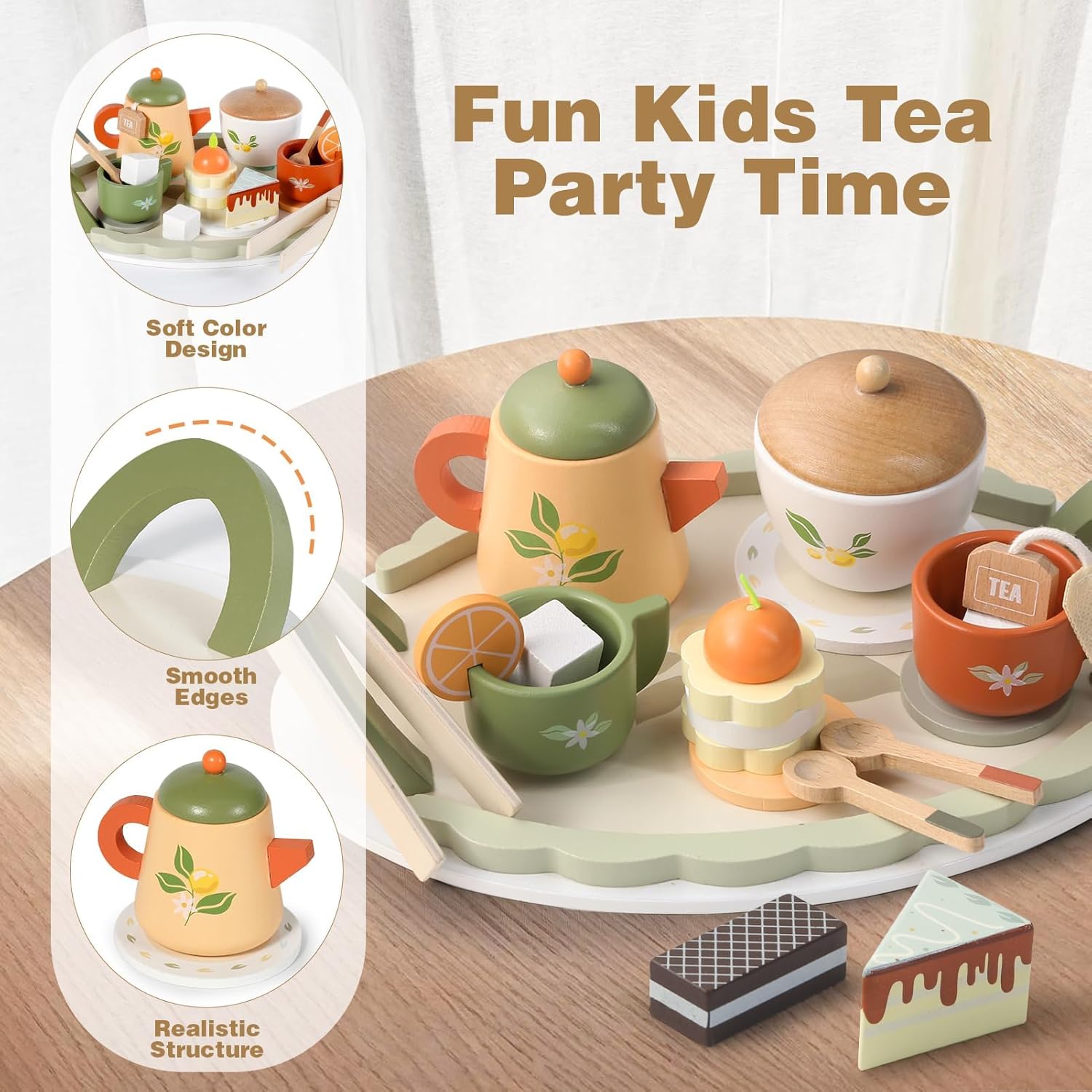 Montessori Wooden Tea Party Set for Kids - Image 3