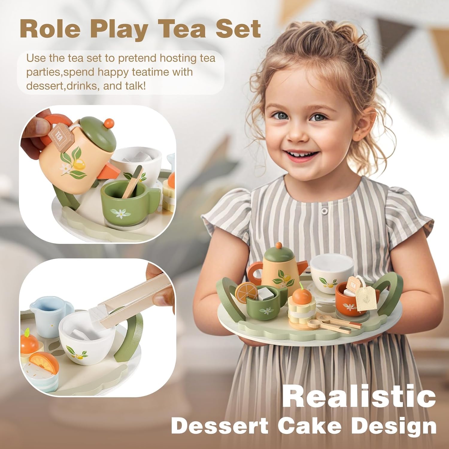 Montessori Wooden Tea Party Set for Kids - Image 5