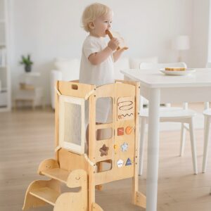 Alternative view of Adjustable & Foldable Wooden Learning Tower for Kids